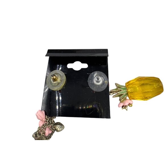 Betsy Johnson Pineapple Pendant & Floral Charm Necklaces set Matching Earrings - Picture 9 of 9